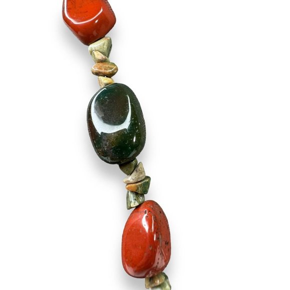 Genuine Stone Red Jasper Agate 20.5” Toggle Clasp - Picture 4 of 11